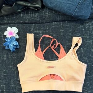 Peach Sports Bra with Cutout Design